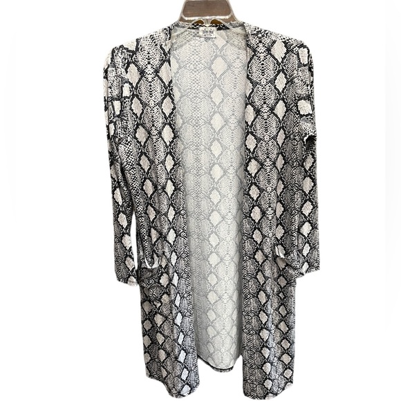 TEXAS TRUE THREADS Women's Western Snake Print Lightweight Cardigan Duster Lg - Picture 2 of 13